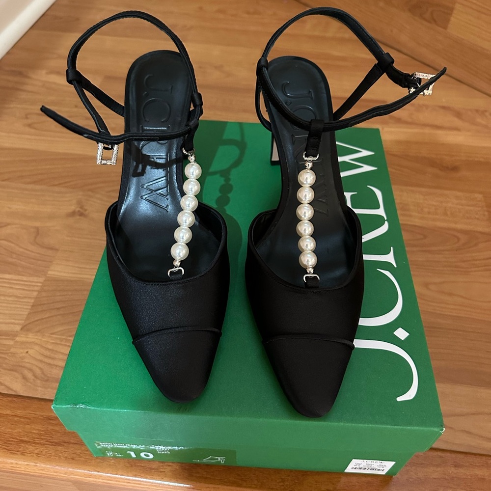 J. Crew Black Heels with Pearl Accents - Picture 8 of 10